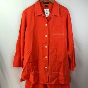 New Ashley Steward Orange Cropped Leg 2 Piece Pant